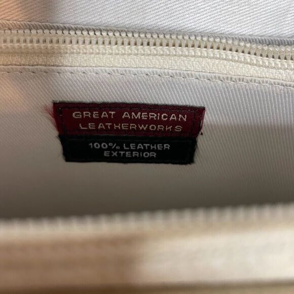 Great American Leatherworks Cream 8" Wallet Wristlet Zipper Snap Genuine Leather - Picture 5 of 9